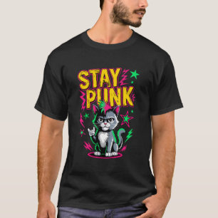 Punk Rock Men Kids Women Funny Cat T-Shirt