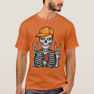 Punk Rock Men Rocker Skeleton Skater Cool Hallowee T-Shirt