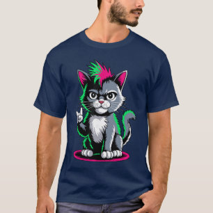 Punk Rock Men Women Funny Cat vintage T-Shirt