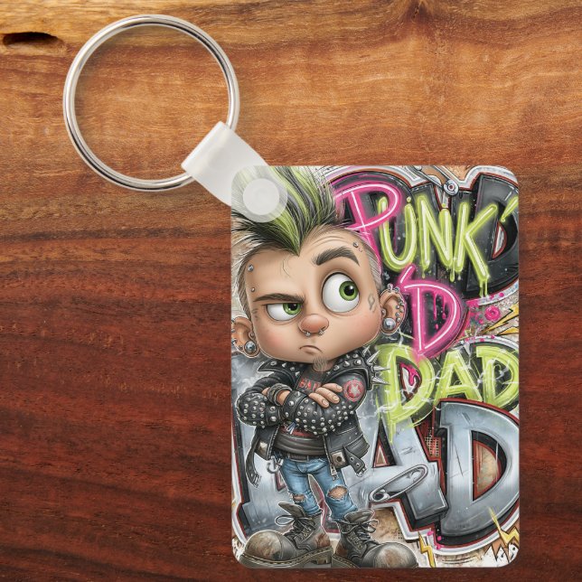 Punk Rock Mohawk Dad Key Ring (Front)