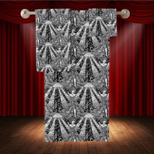 Punk Rock Musician   Black & White Drawing Artist Bath Towel Set