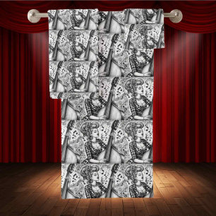 Punk Rock Musician Black & White Drawing Artist Bath Towel Set