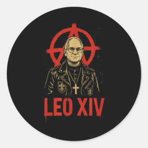 Punk Rock Pope Leo Xiv _ Christian Anarchist Desig Classic Round Sticker