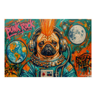 PUNK ROCK PUG ASTRONAUT 5 POSTER