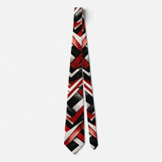 Punk Rock Red Black White Grunge Pattern Tie
