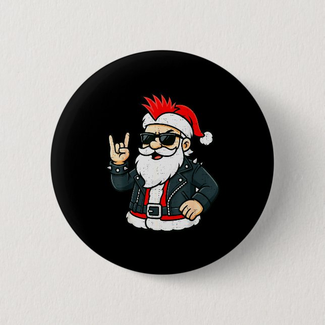 Punk Rock Santa Claus Emo Christmas Rocker Pajamas 6 Cm Round Badge (Front)