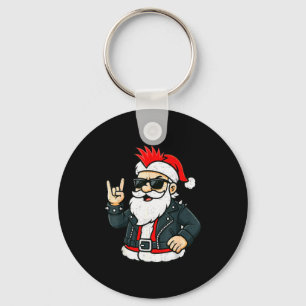 Punk Rock Santa Claus Emo Christmas Rocker Pajamas Key Ring