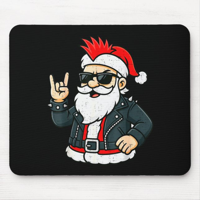 Punk Rock Santa Claus Emo Christmas Rocker Pajamas Mouse Mat (Front)