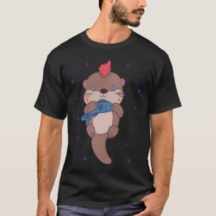 Punk Rock Sea Otter Cute Mohawk Otter with Fish T-Shirt