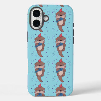 Punk Rock Sea Otter with Fish | Funny Animal Art iPhone 16 Plus Case