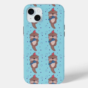 Punk Rock Sea Otter with Fish Funny Animal Art iPhone 15 Mini Case