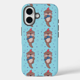 Punk Rock Sea Otter with Fish Funny Animal Art iPhone 16 Case
