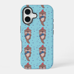 Punk Rock Sea Otter with Fish Funny Animal Art iPhone 16 Case