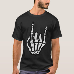Punk Rock Skeleton Cool Rocker Halloween Men Women T-Shirt