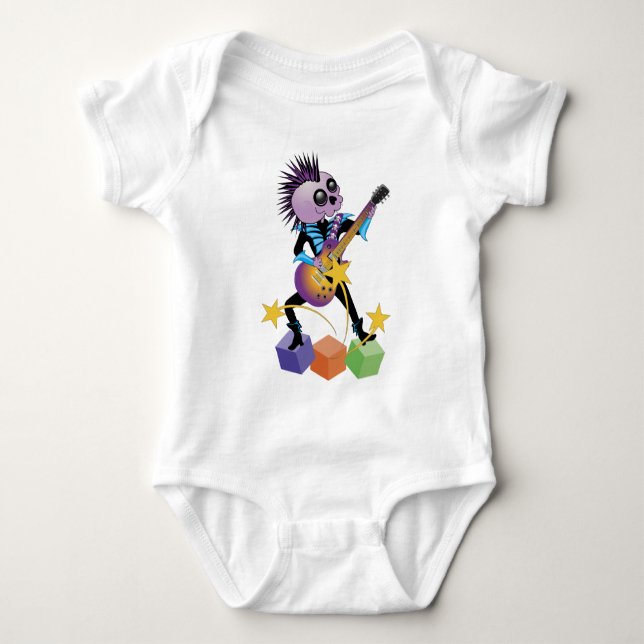Punk Rock Skull Baby Bodysuit (Front)