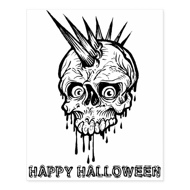  Punk Rock Skull Halloween  Rubber Stamp (Imprint)