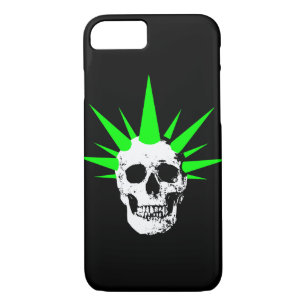 Punk Rock Skull with Neon Green Spikey Hair iPhone 8/7 Case