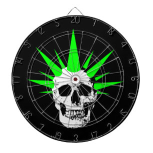 Punk Rock Skull with Neon Green Spikey Hair Dartboard