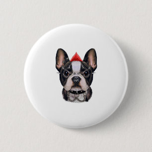 Punk Rock Style French Bulldog For Dog Lover 6 Cm Round Badge