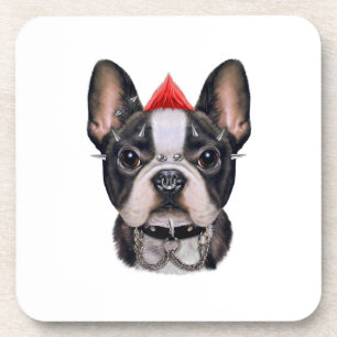 Punk Rock Style French Bulldog For Dog Lover Coaster