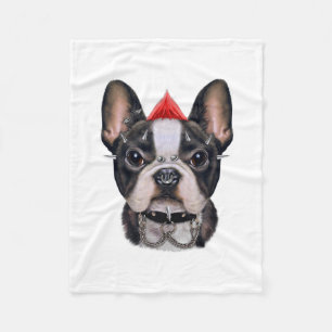 Punk Rock Style French Bulldog For Dog Lover Fleece Blanket