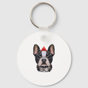 Punk Rock Style French Bulldog For Dog Lover Key Ring