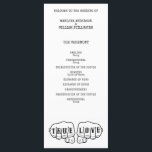 Punk Rock Tattoo Hands True Love Minimalist Programme<br><div class="desc">These minimalist wedding programs with punk rock vibes are perfect for anyone who prefers weddings without a lot of flowers and fancy stuff. They have a simple black and white colour scheme with tattooed fingers at the bottom spelling out "TRUE LOVE" and your information in a typewriter style font.</div>