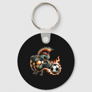 Punk Rock Turtle Kicking Flaming Ll Key Ring