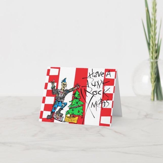 PUNK ROCK XMAS (BLANK INSIDE) HOLIDAY CARD (Front)