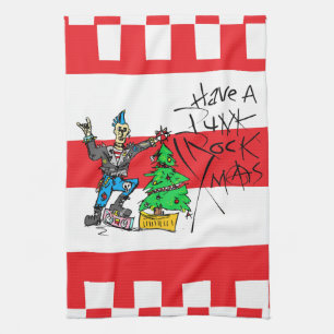 PUNK ROCK XMAS TEA TOWEL