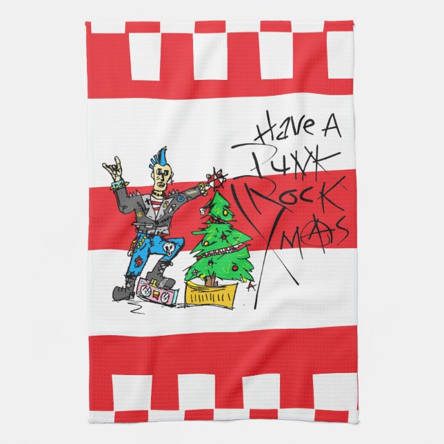 PUNK ROCK XMAS  TEA TOWEL (Vertical)