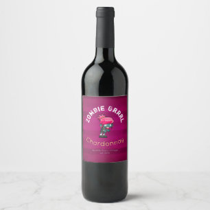 Punk Rock Zombie Girl Wine Label