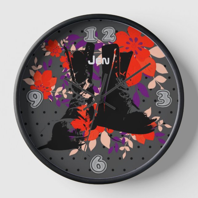 Punk Rocker Boots Personalised Square Wall Clock (Front)