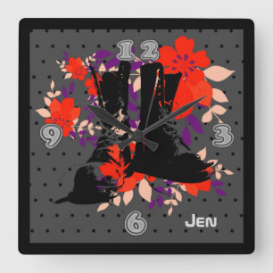 Punk Rocker Boots Personalised Square Wall Clock