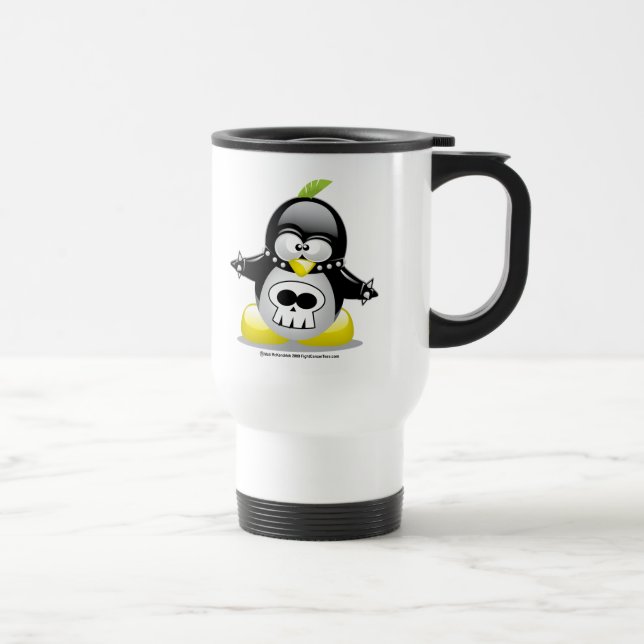 Punk Rocker Penguin Travel Mug (Right)