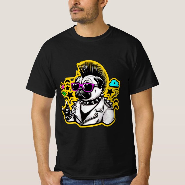 PUNK ROCKER-PUG 4 T-Shirt (Front)