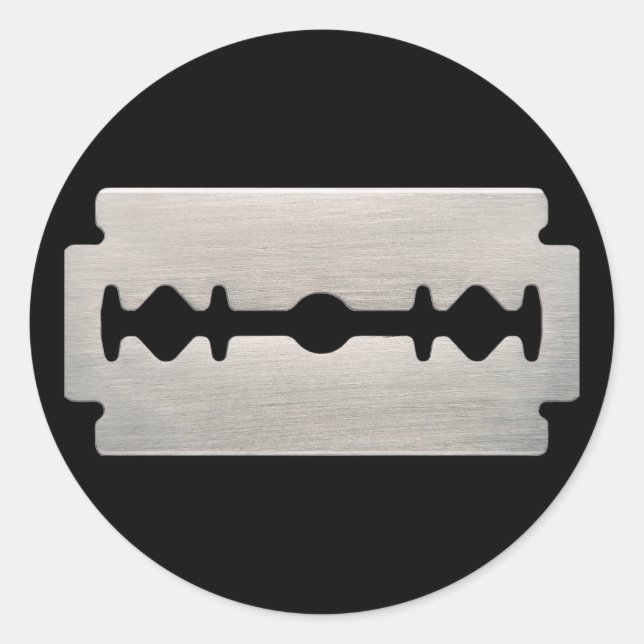 PUNK ROCKER RAZOR BLADE CLASSIC ROUND STICKER (Front)