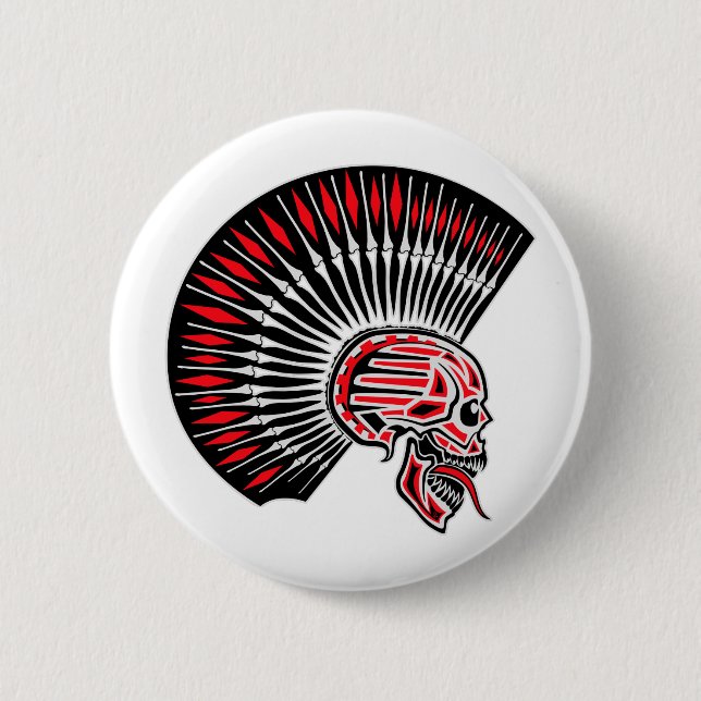 Punk Rocker Skull Tattoo 6 Cm Round Badge (Front)