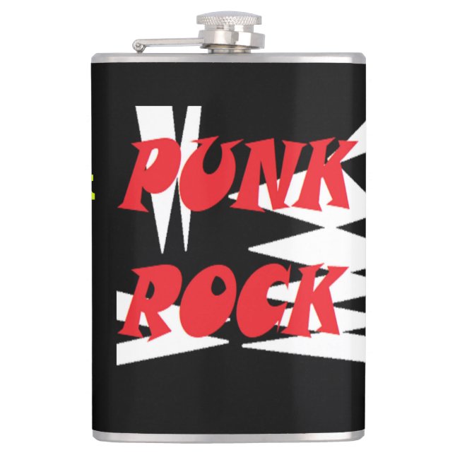 PUNK ROCKERS RULE OKAY DESIGN HIP FLASK (Front)