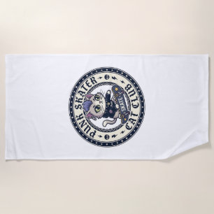 Punk Skater Cat Funny Cat Lover Design - Punk Skat Beach Towel