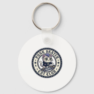 Punk Skater Cat Funny Cat Lover Design - Punk Skat Key Ring