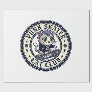 Punk Skater Cat Funny Cat Lover Design - Punk Skat Wrapping Paper