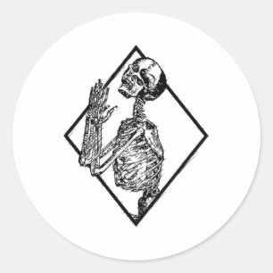 Punk Skeleton Hands Praying Goth Metal Halloween G Classic Round Sticker
