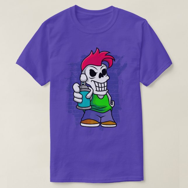Punk skeleton with spray can Fraffiti Artist Stree T-Shirt (Design Front)