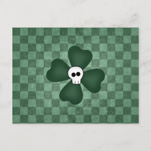 Punk skull and shamrock postcard