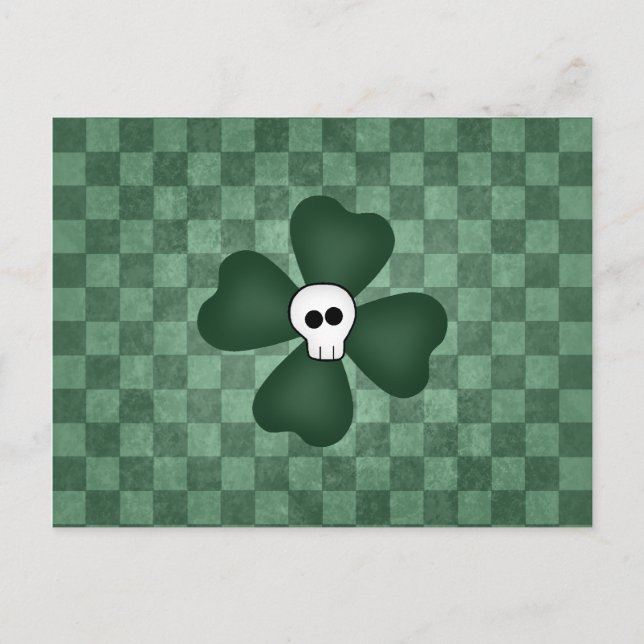 Punk skull and shamrock postcard (Front)