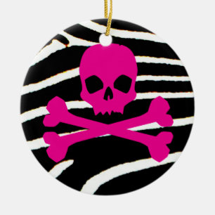 Punk Skull Ceramic Tree Decoration