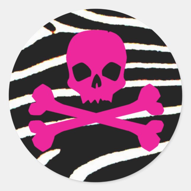 Punk Skull Classic Round Sticker (Front)