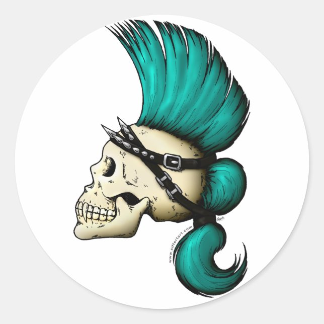Punk Skull Classic Round Sticker (Front)