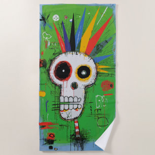 Punk Skull Graffiti Street Art Beach Towel